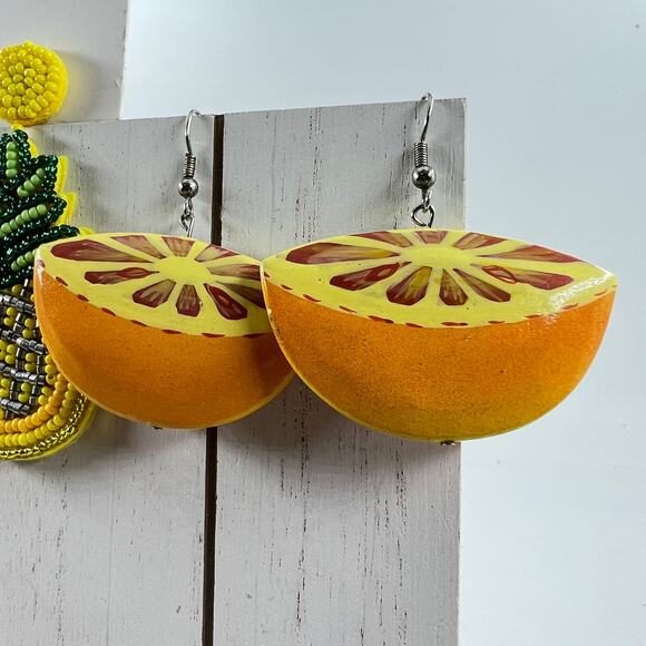 Simply Southern Pineapple Earrings Claires Flip Flop Studs & Orange Earrings - Picture 7 of 7